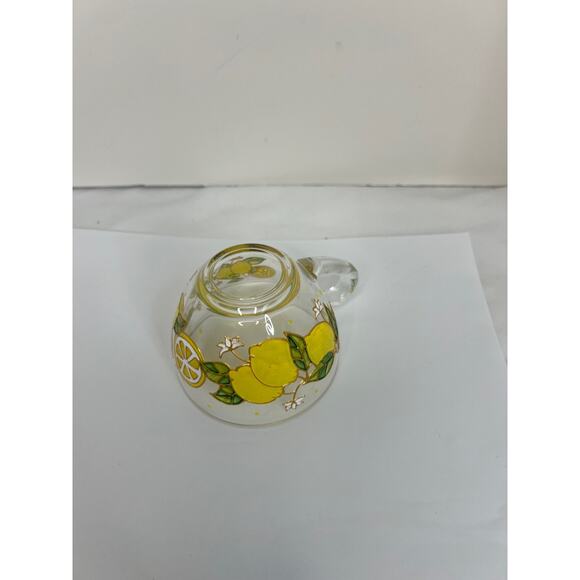 Lemons Cup And Saucer Set Yellow Glass Floral Vintage Retro Rare Find - Picture 14 of 16